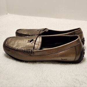 boc Born Concept Leather Slip-on Loafers Pewter Metallic Size 7